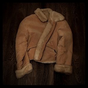 Vint Wilson' Sz Small Beige Leather &fur Jacket